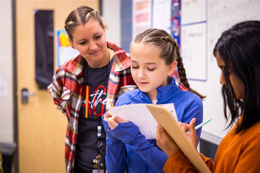 Page Middle students in math class